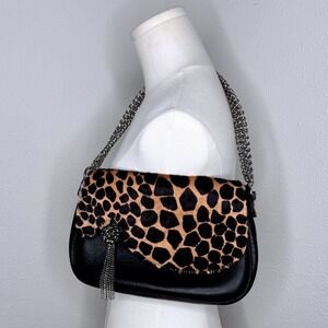 OWN Cowhide Calf Hair & Black Leather Convertible Shoulder Bag / Crossbody